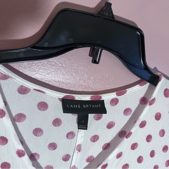Lane Bryant popover Top vacation cruise Polka Dot Shirt Gauzy Flutter Sleeve 24 - Picture 6 of 13